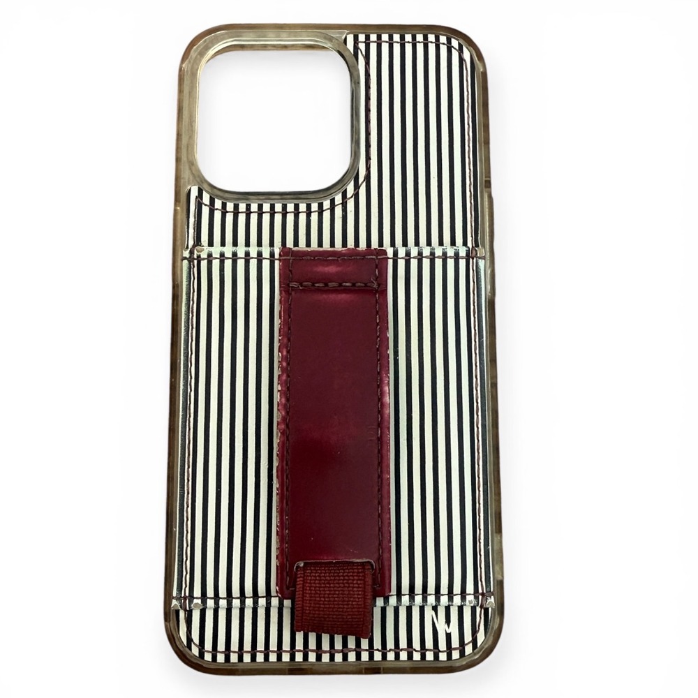 Walli iPhone 13 Pro Case Stripe‎ Leather Card Holder Grip